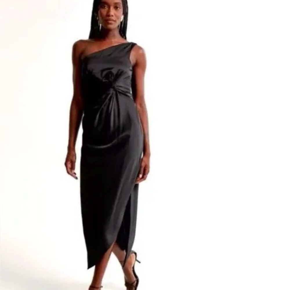 Abercrombie & fitch one shoulder knotted satin midi dress size small nwt